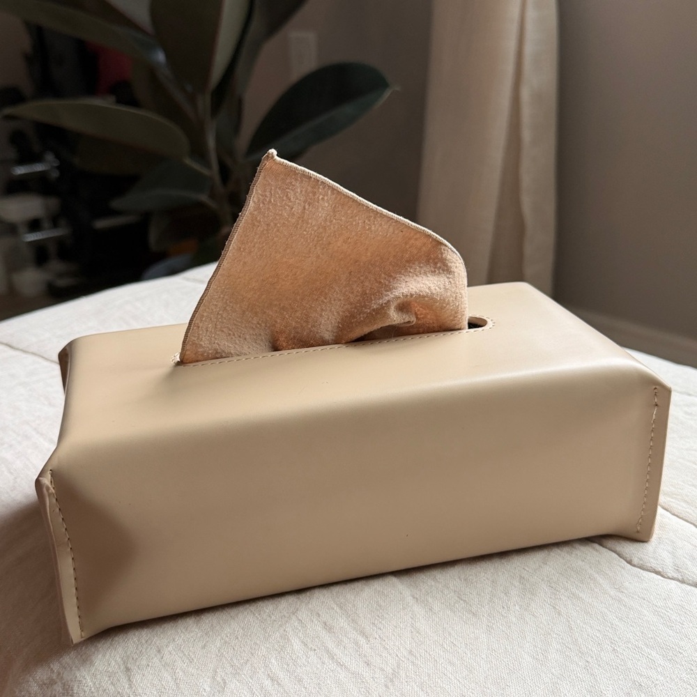Beige Tissue Box Cover